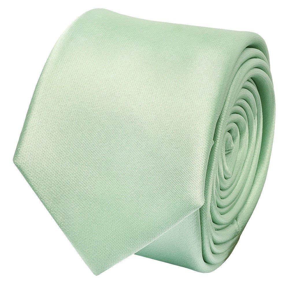 Pale Mint Boys Satin Skinny Tie And Pocket Square Set 3