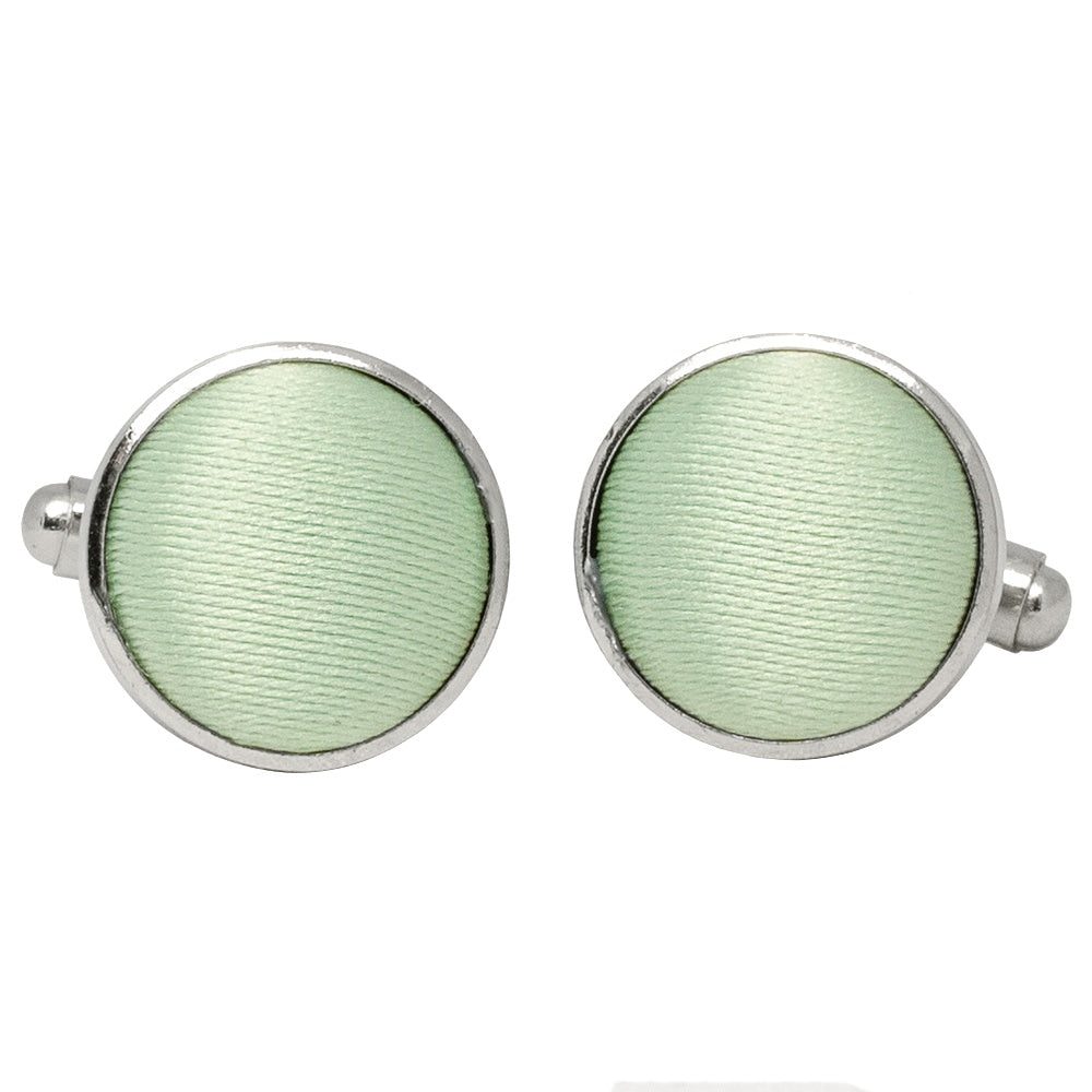 Plain Pale Mint Satin Cufflinks 1