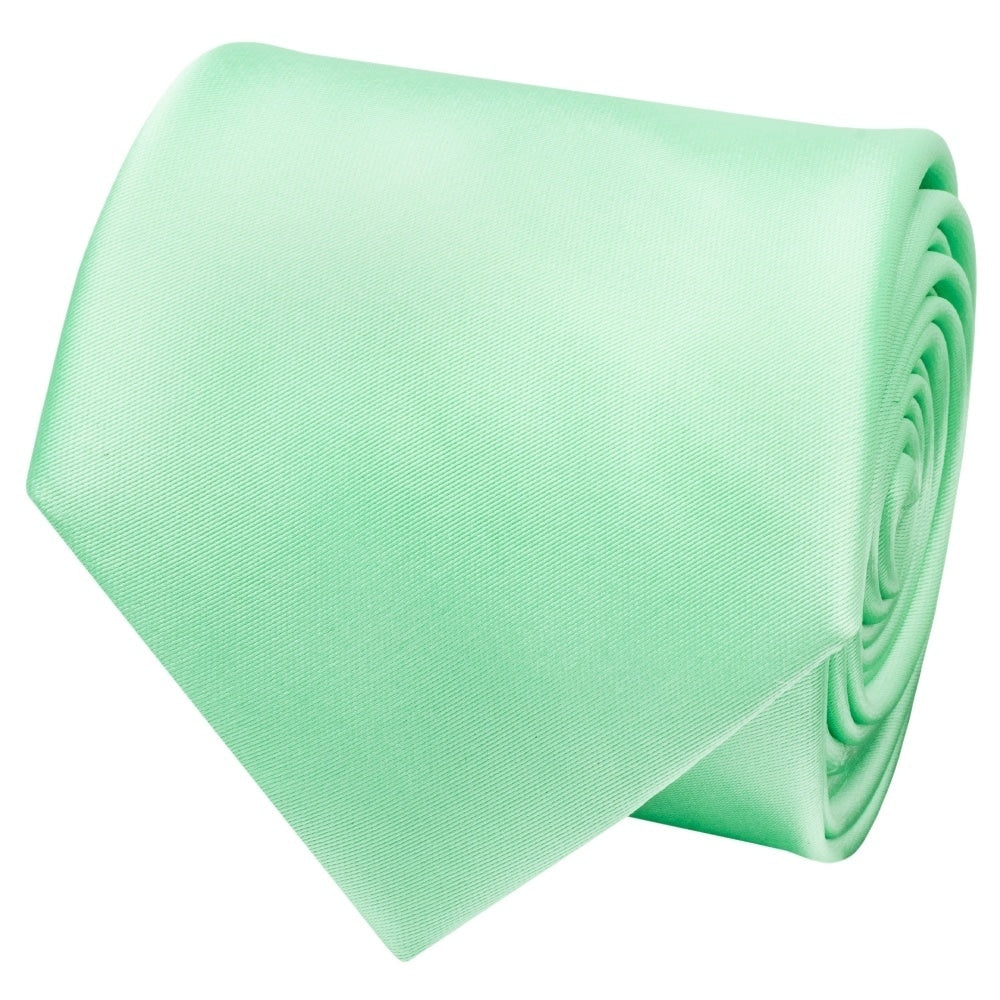Plain Seafoam Green Satin Classic Mens Tie And Pocket Square Set 4