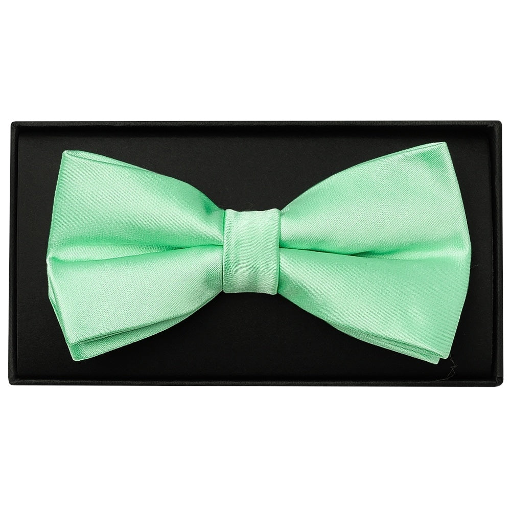 Plain Seafoam Green Handmade Mens Bow Tie And Pocket Square Set 2