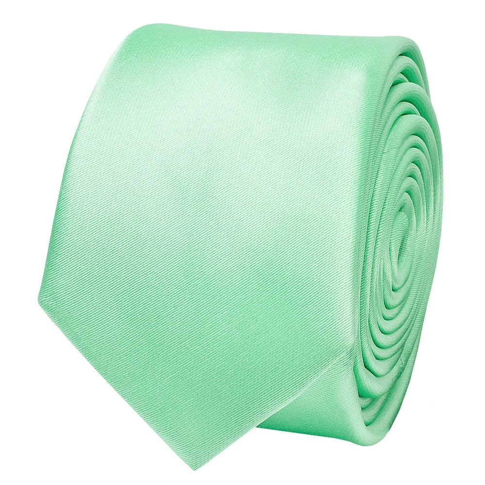 Plain Seafoam Green Boys Satin Skinny Tie 2