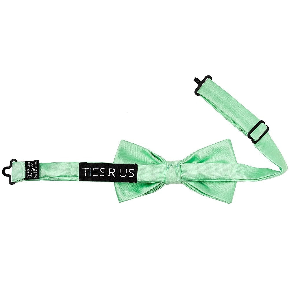 Pre Tied Seafoam Green Satin Boys Bow Tie And Pocket Square Set Age 4 7 3