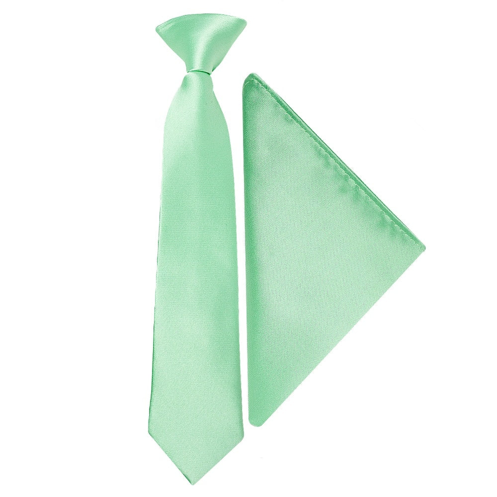 Pre Tied Seafoam Green Boys Tie And Pocket Square Set Age 4 7 1