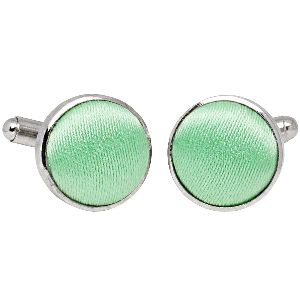 Plain Seafoam Green Satin Cufflinks 1