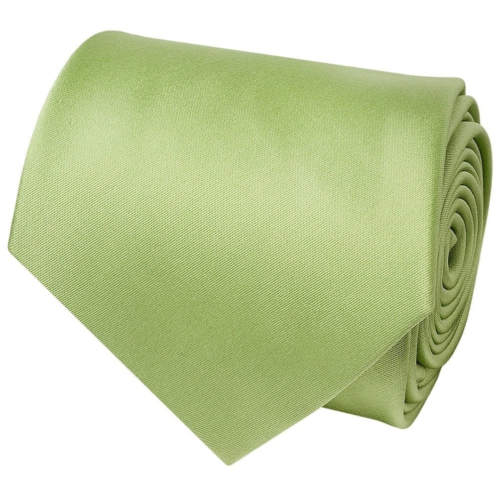 Plain Light Sage Satin Classic Mens Tie And Pocket Square Set 3