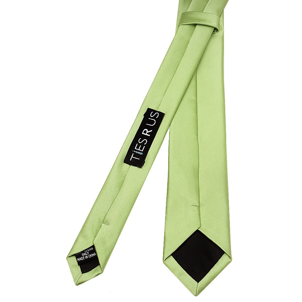 Plain Light Sage Satin Skinny Mens Tie 3