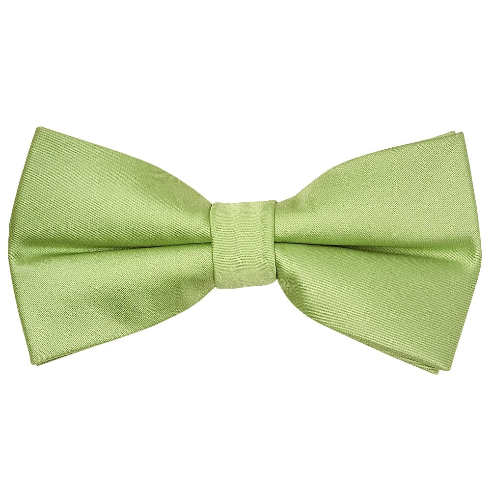 Pre Tied Plain Light Sage Satin Boys Bow Tie Age 8 11 1