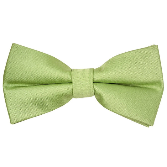 Pre Tied Plain Light Sage Satin Boys Bow Tie And Pocket Square Set Age 8 11 2