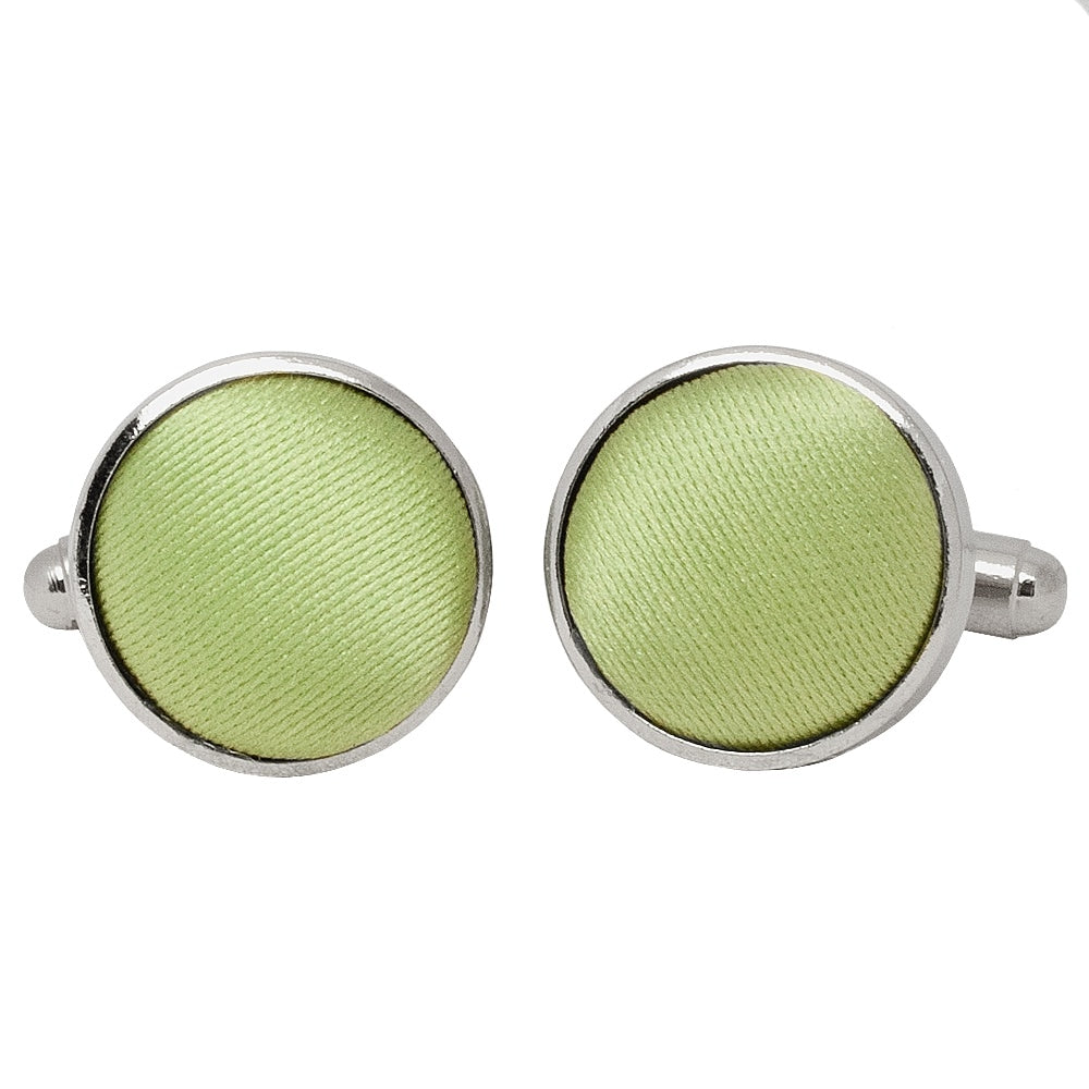 Plain Light Sage Satin Cufflinks 1