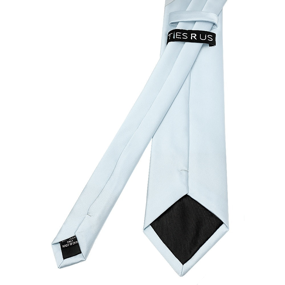 Plain Misty Blue Satin Classic Mens Tie 4