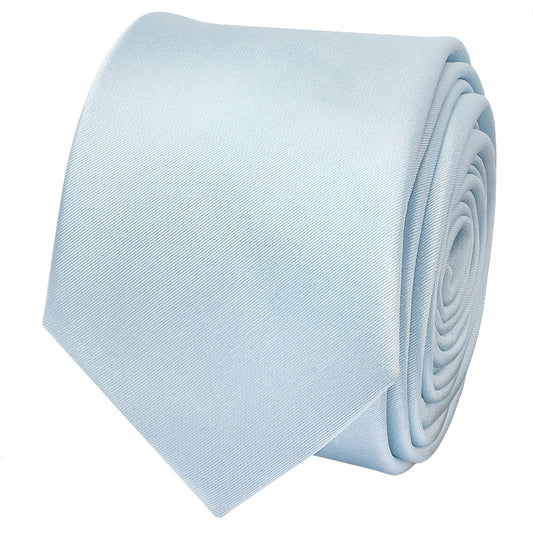 Plain Misty Blue Satin Skinny Mens Tie 2