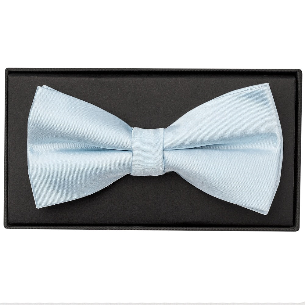 Plain Misty Blue Handmade Mens Bow Tie And Pocket Square Set 2