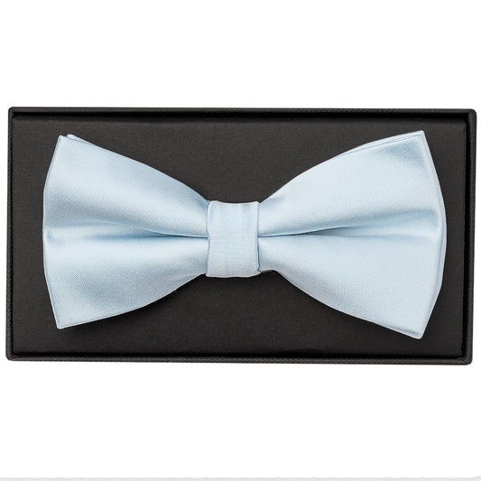 Plain Misty Blue Handmade Mens Bow Tie And Pocket Square Set 2