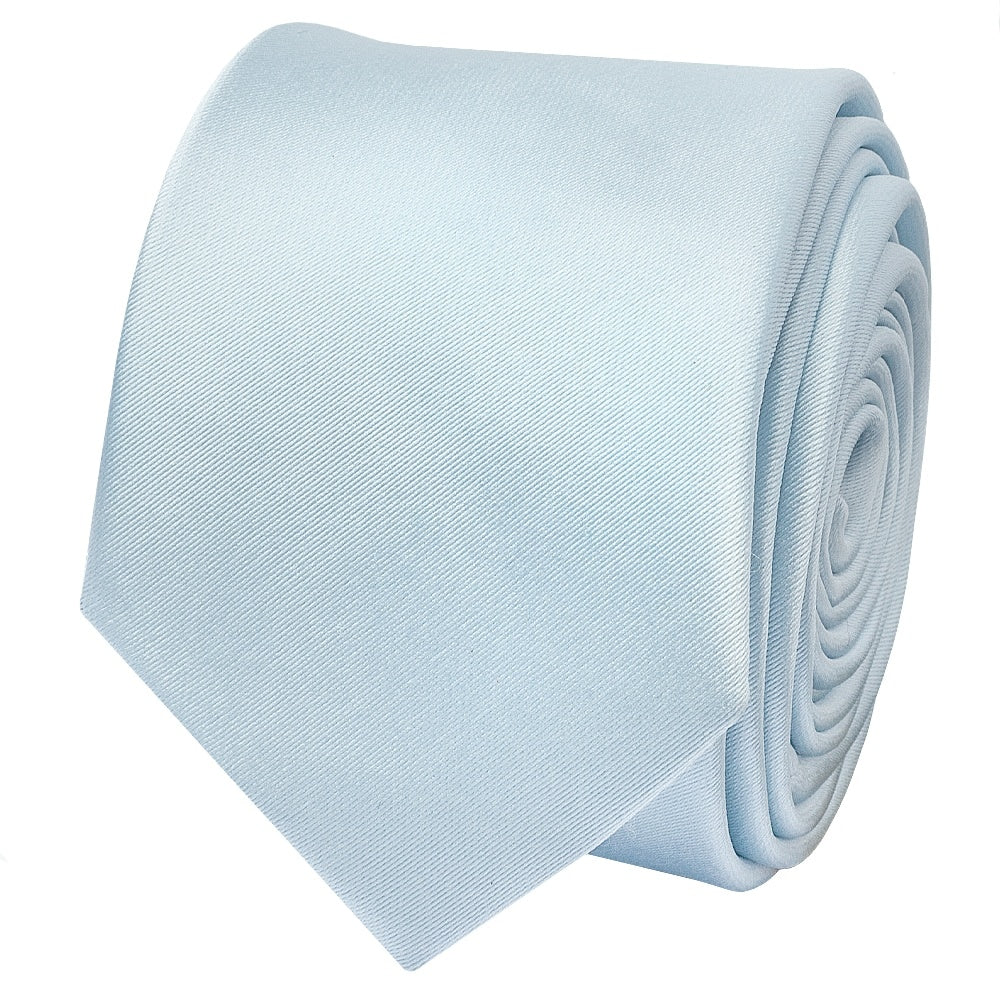 Plain Misty Blue Boys Satin Skinny Tie 2
