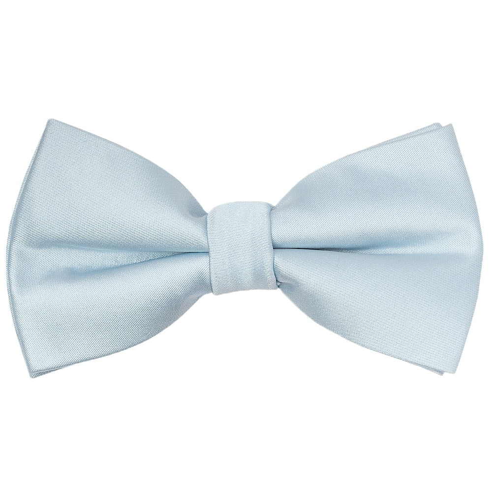 Pre Tied Plain Misty Blue Satin Boys Bow Tie Age 8 11 1