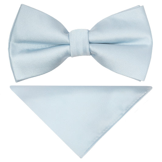 Pre Tied Misty Blue Boys Bow Tie And Pocket Square Set Age 4 7 1