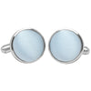 Plain Misty Blue Satin Cufflinks