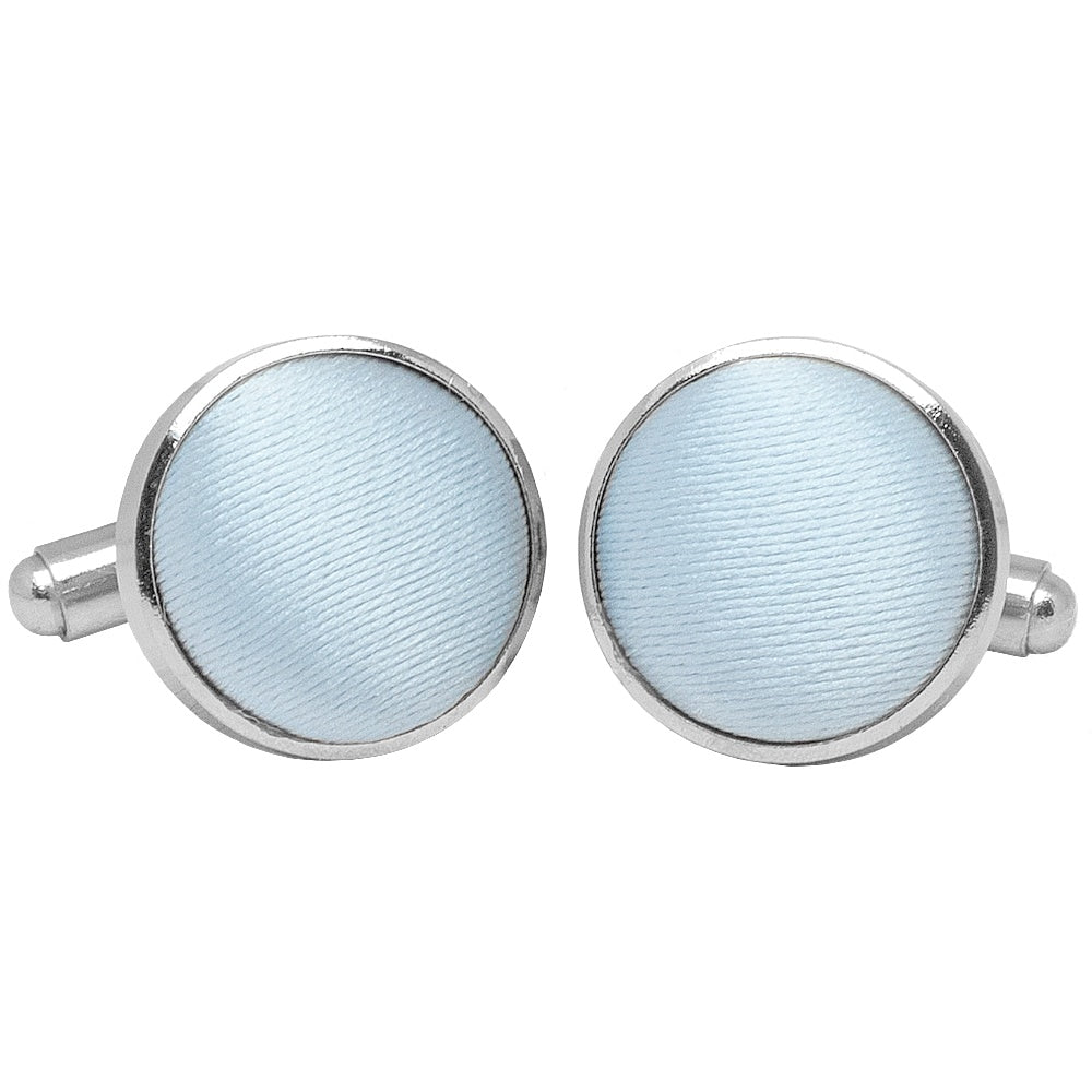 Plain Misty Blue Satin Cufflinks 1