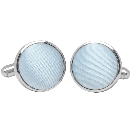 Plain Misty Blue Satin Cufflinks 1