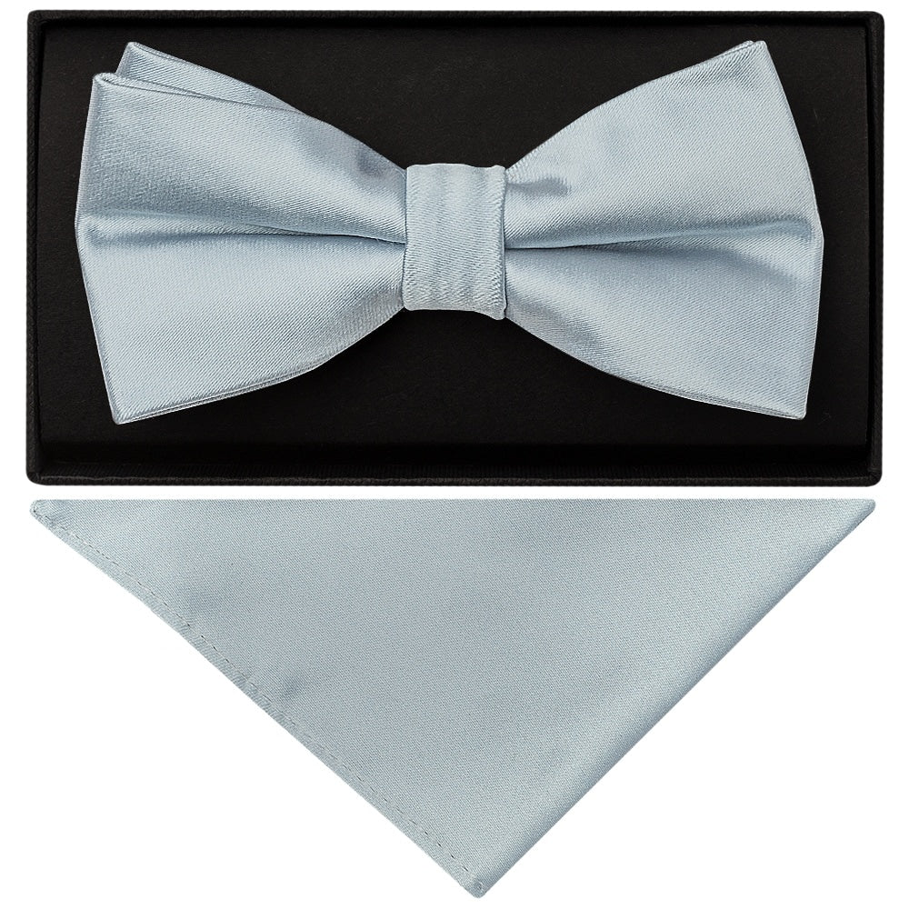 Plain Duck Egg Handmade Mens Bow Tie And Pocket Square 1