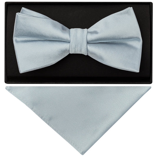 Plain Duck Egg Handmade Mens Bow Tie And Pocket Square 1