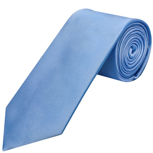Plain Steel Blue Satin Classic Mens Tie