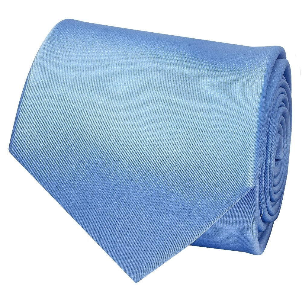 Plain Steel Blue Satin Classic Mens Tie And Pocket Square Set 4