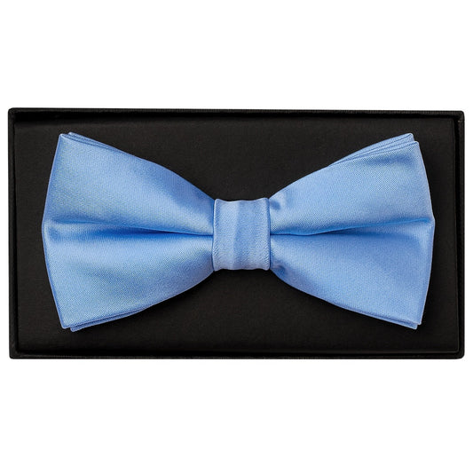Plain Steel Blue Satin Handmade Mens Bow Tie 1