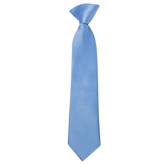 Pre Tied Steel Blue Satin Boys Tie Age 4 7 1