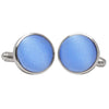 Plain Steel Blue Satin Cufflinks