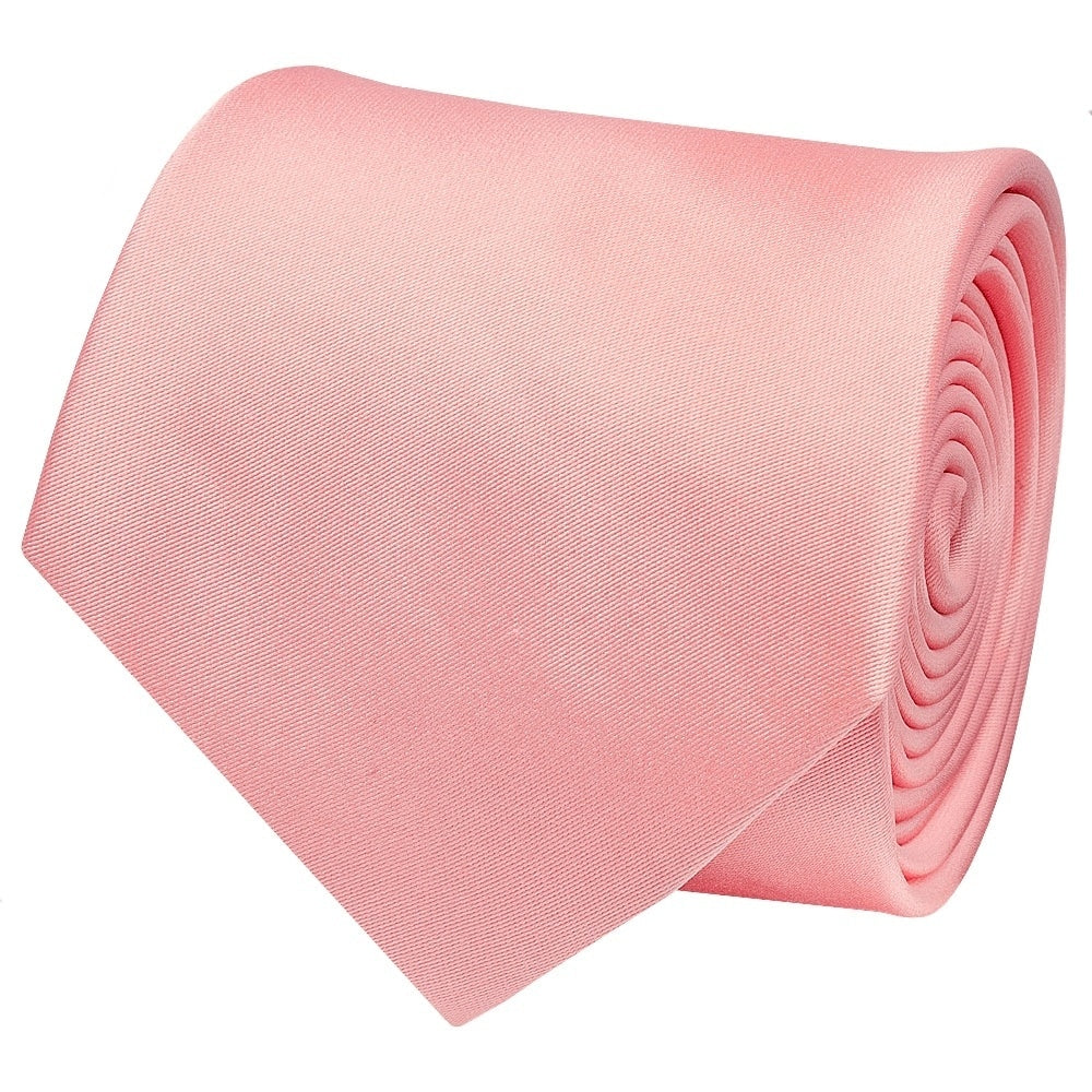 Plain Blush Rose Satin Classic Mens Tie And Pocket Square Set 4