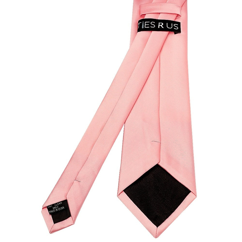 Plain Blush Rose Satin Classic Mens Tie And Pocket Square Set 5