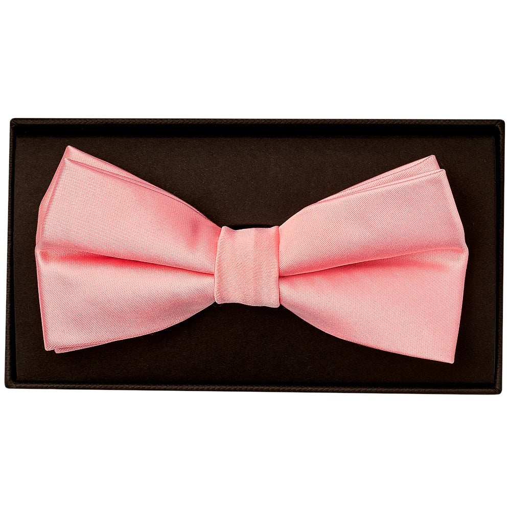 Plain Blush Rose Satin Handmade Mens Bow Tie 1
