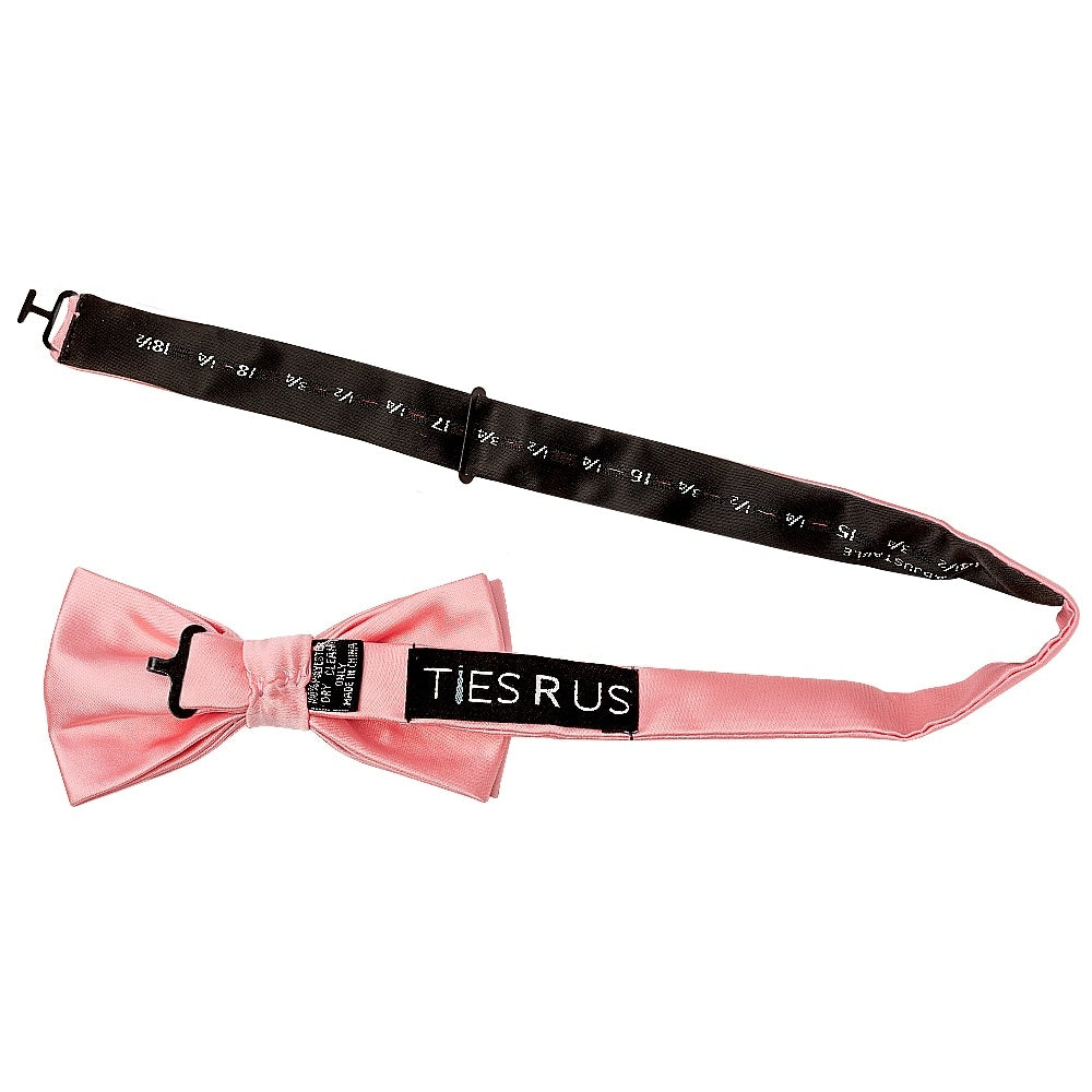 Plain Blush Rose Satin Handmade Mens Bow Tie 2