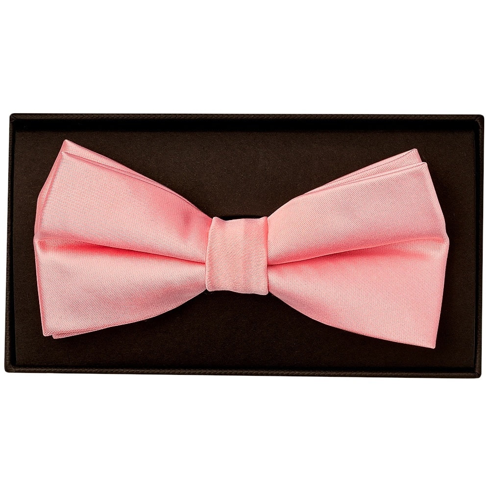 Plain Blush Rose Satin Handmade Mens Bow Tie And Pocket Square Set 2