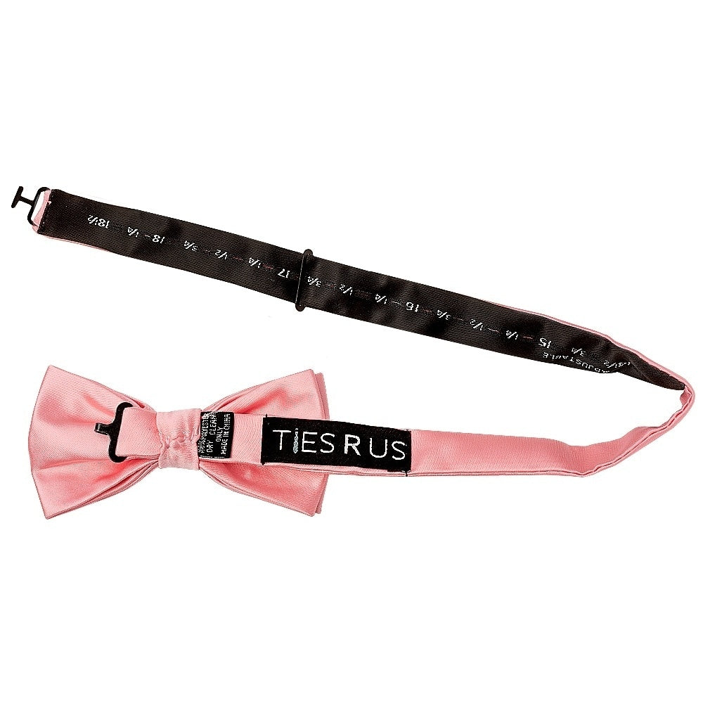 Plain Blush Rose Satin Handmade Mens Bow Tie And Pocket Square Set 3