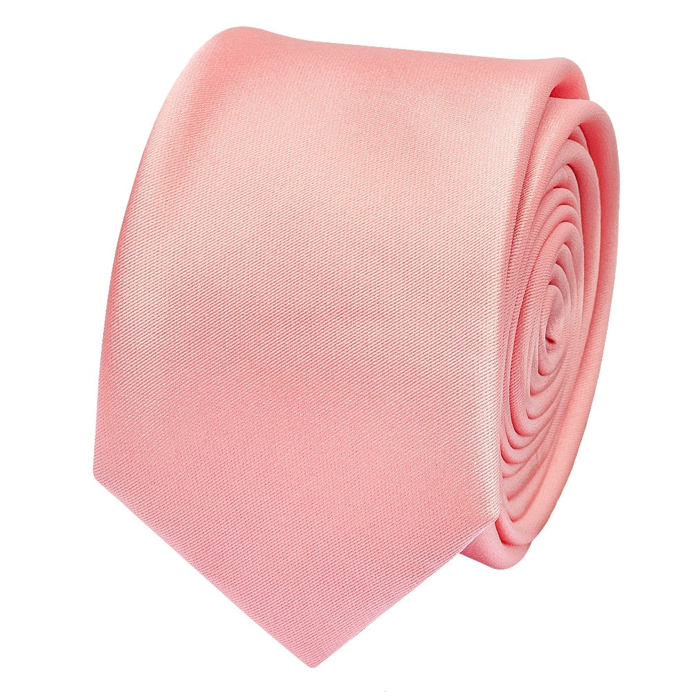 Plain Blush Rose Boys Satin Skinny Tie 2