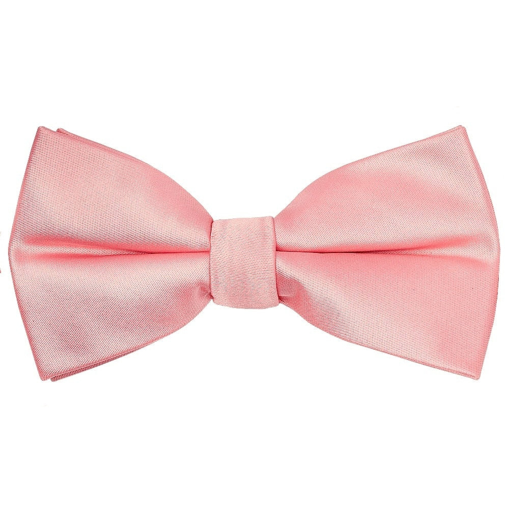 Pre Tied Plain Blush Rose Satin Boys Bow Tie And Pocket Square Set Age 8 11 2
