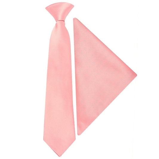 Pre Tied Blush Rose Satin Boys Tie And Pocket Square Set Age 4 7 1