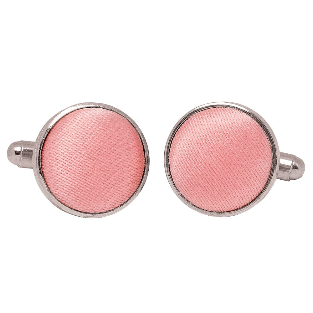 Plain Blush Rose Satin Cufflinks 1
