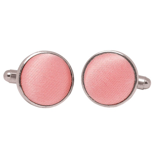 Plain Blush Rose Satin Cufflinks 1