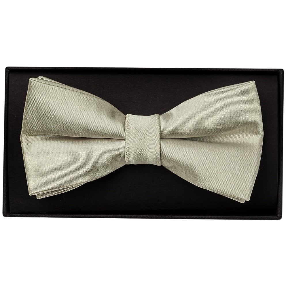 Plain Dusty Sage Satin Handmade Mens Bow Tie 1