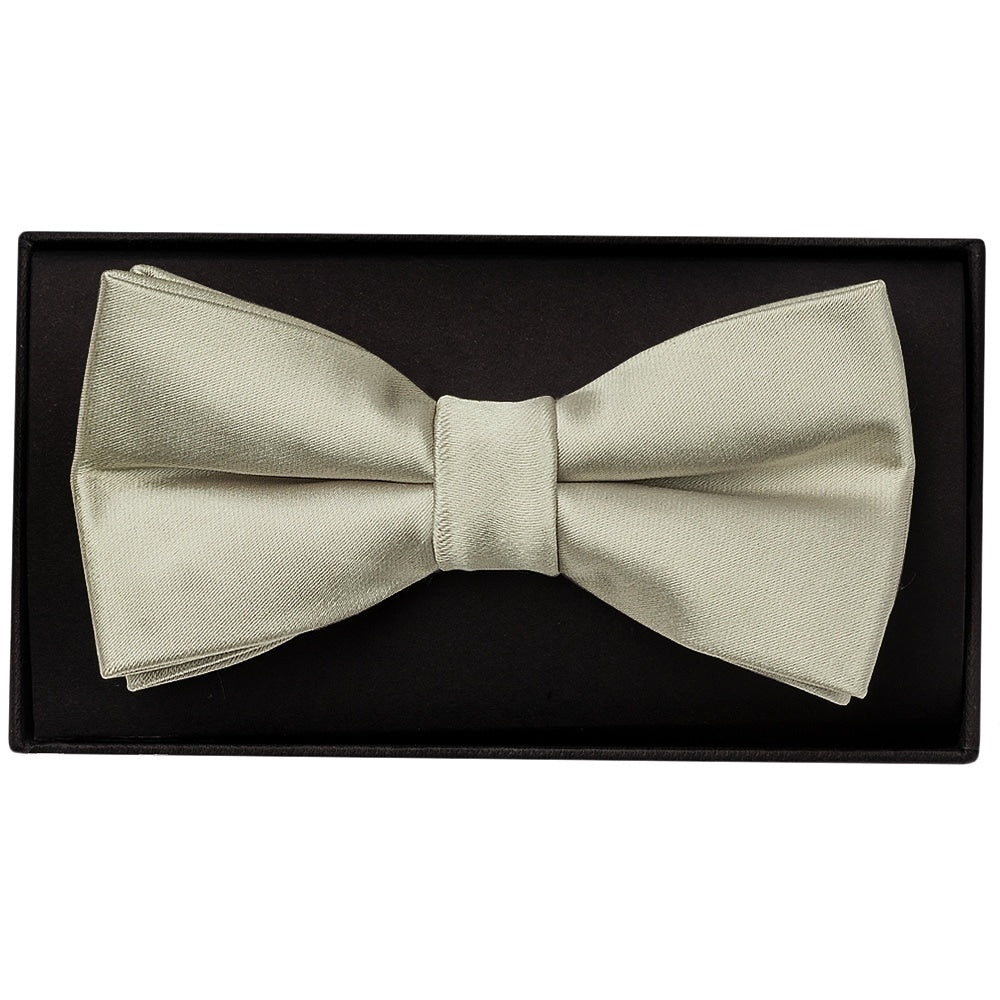 Plain Dusty Sage Satin Handmade Mens Bow Tie And Pocket Square Set 2