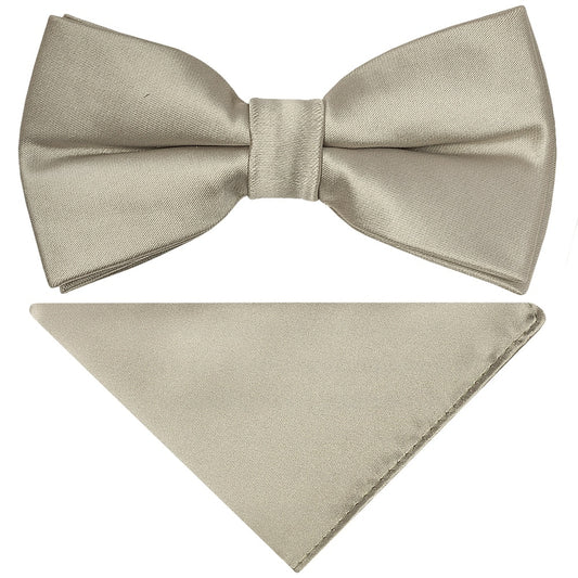 Pre Tied Plain Dusty Sage Satin Boys Bow Tie And Pocket Square Set Age 8 11 1
