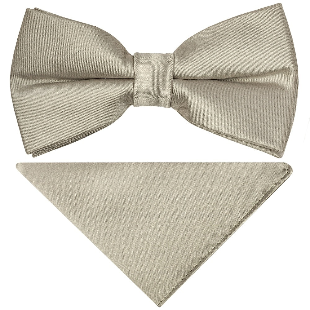 Pre Tied Dusty Sage Satin Boys Bow Tie And Pocket Square Set Age 4 7 1