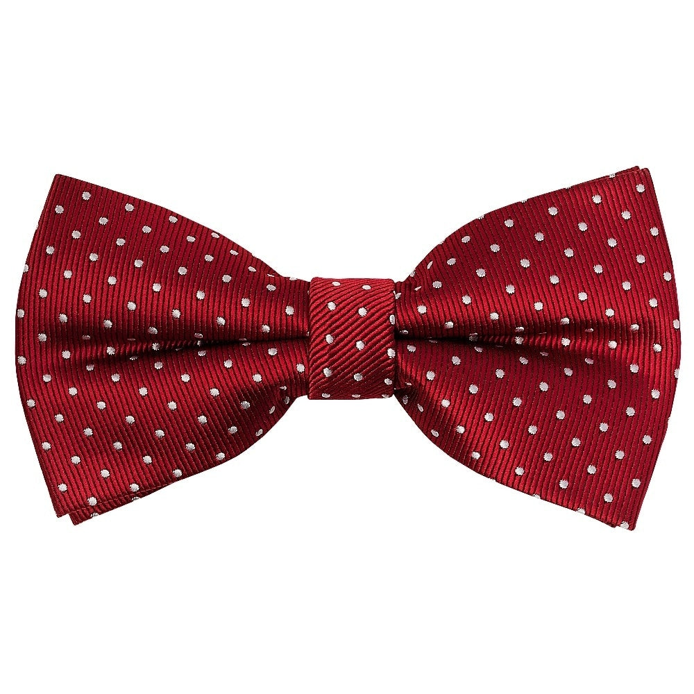 Pre Tied Red And White Polka Dot Boys Bow Tie And Pocket Square Set 2