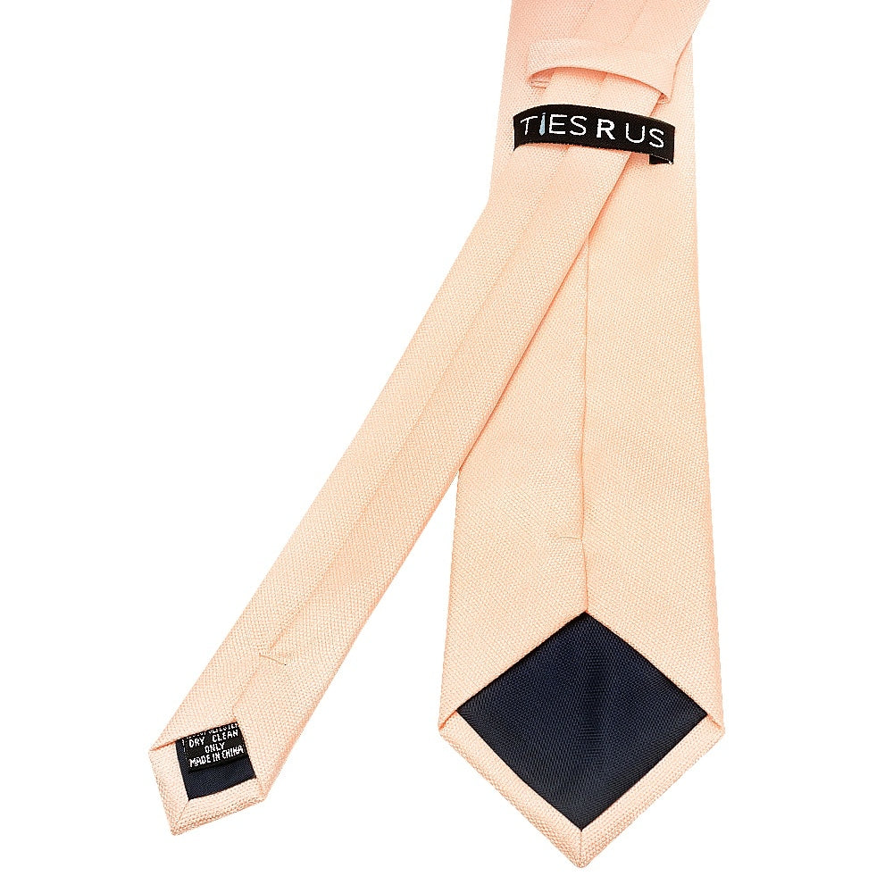 Classic Peach Mens Tie With Pocket Square And Lapel Pin Set 5
