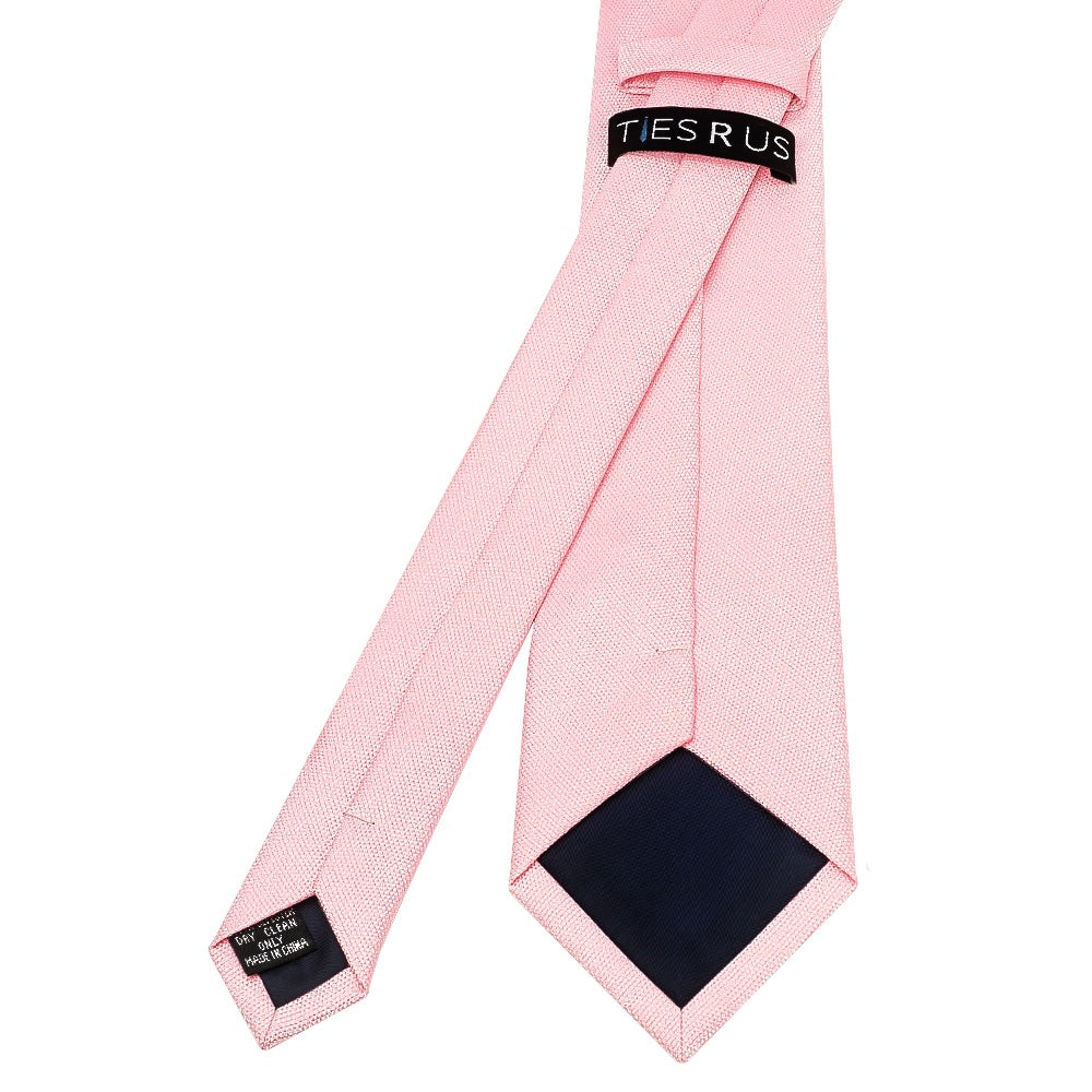 Classic Pink Mens Tie With Pocket Square And Lapel Pin Set 5