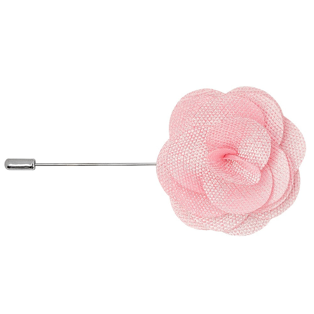 Classic Pink Mens Tie With Pocket Square And Lapel Pin Set 7