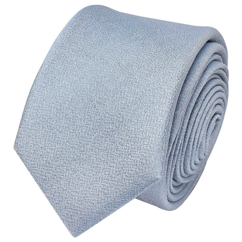 Plain Dusty Blue Silk Skinny Boys Tie 2